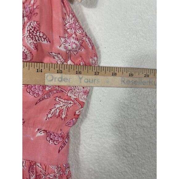 Madison Mathews Maxi Dress Women’s Size M Pink Sleeveless Floral Cotton VNeck - Picture 12 of 14